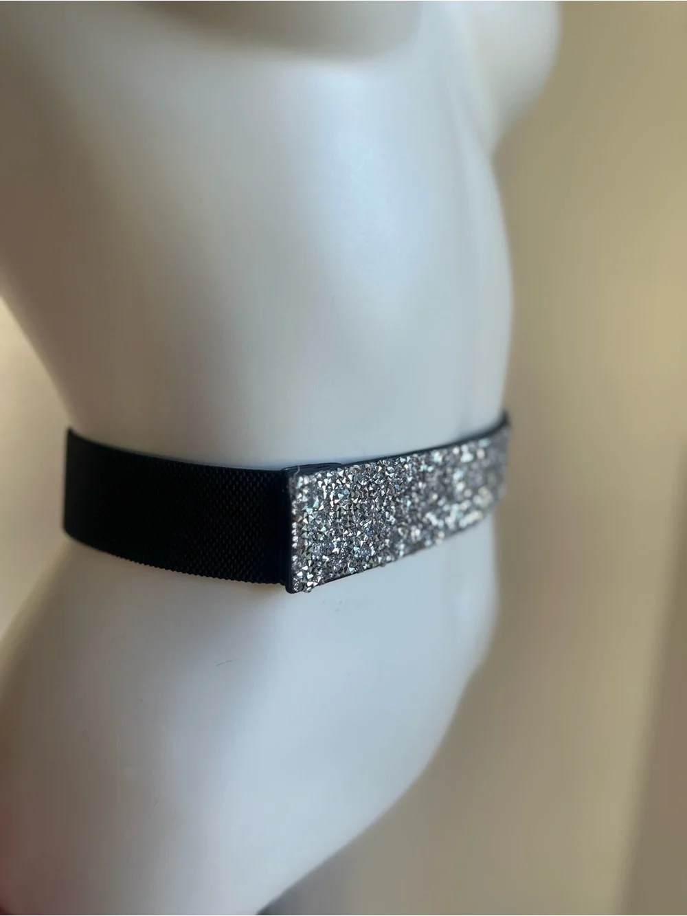 Garter belt women silver studded shiny  to XS-S frame new